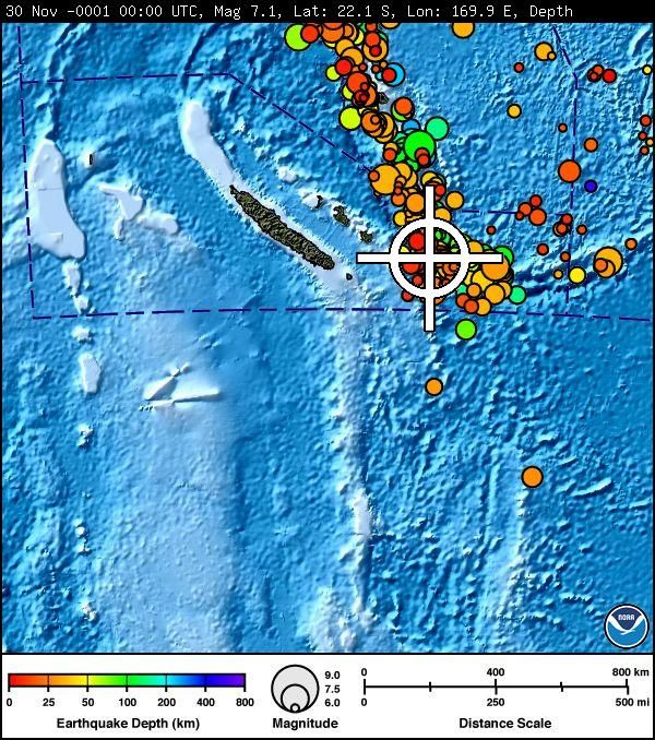 大洋洲法海外屬地7.1級地震