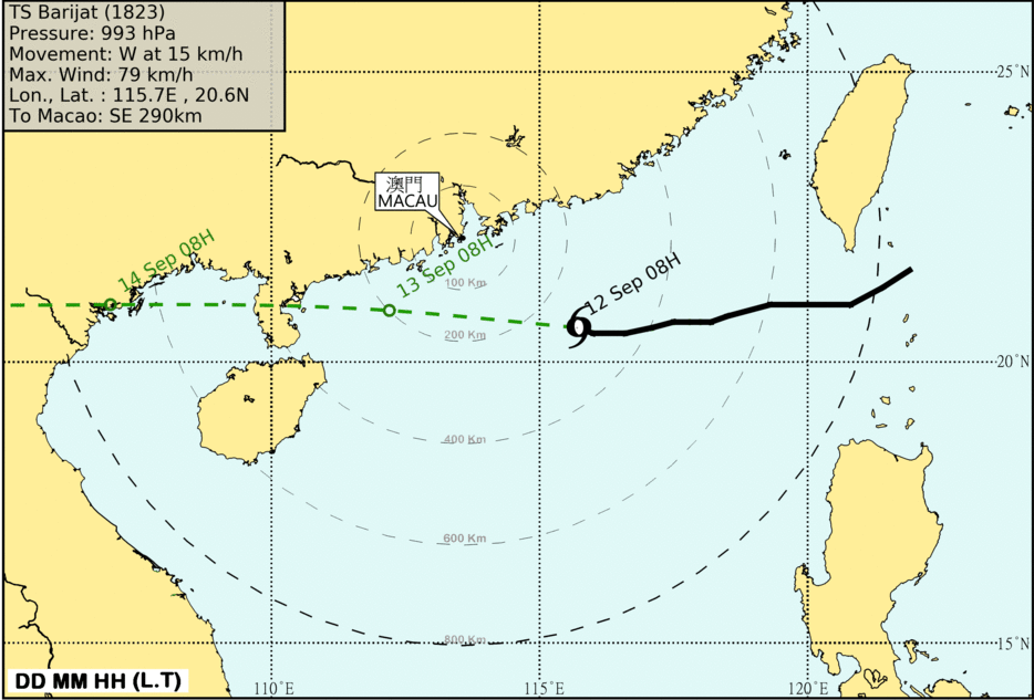 本澳下午1時改掛3號風球