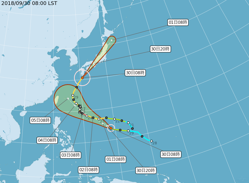 熱帶風暴「康妮」趨向台灣以東海面