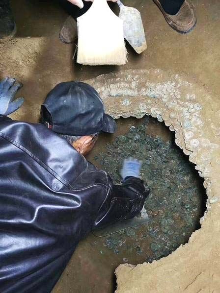 陝西地盤挖出約10萬枚古錢幣