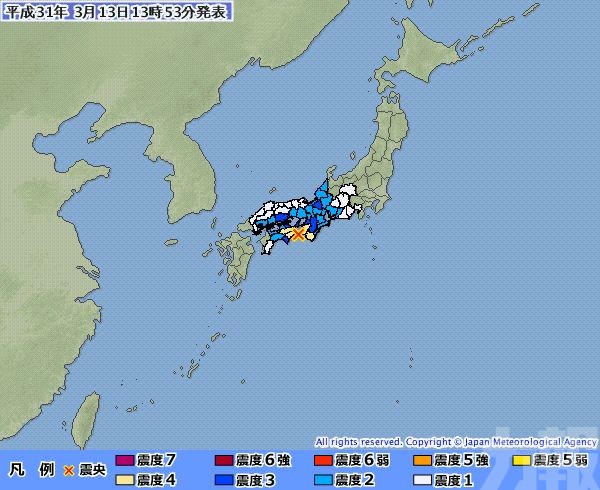 日本和歌山發生5.2級地震