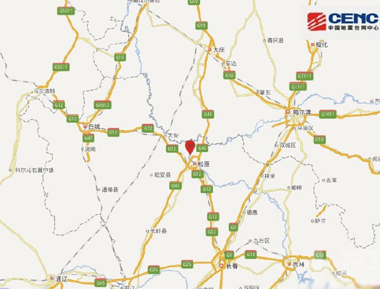 吉林松原市寧江區發生5.1級地震