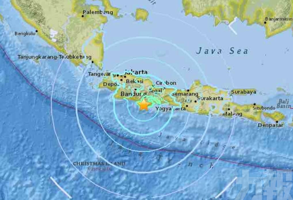 印尼爪哇島附近發生7.4級地震