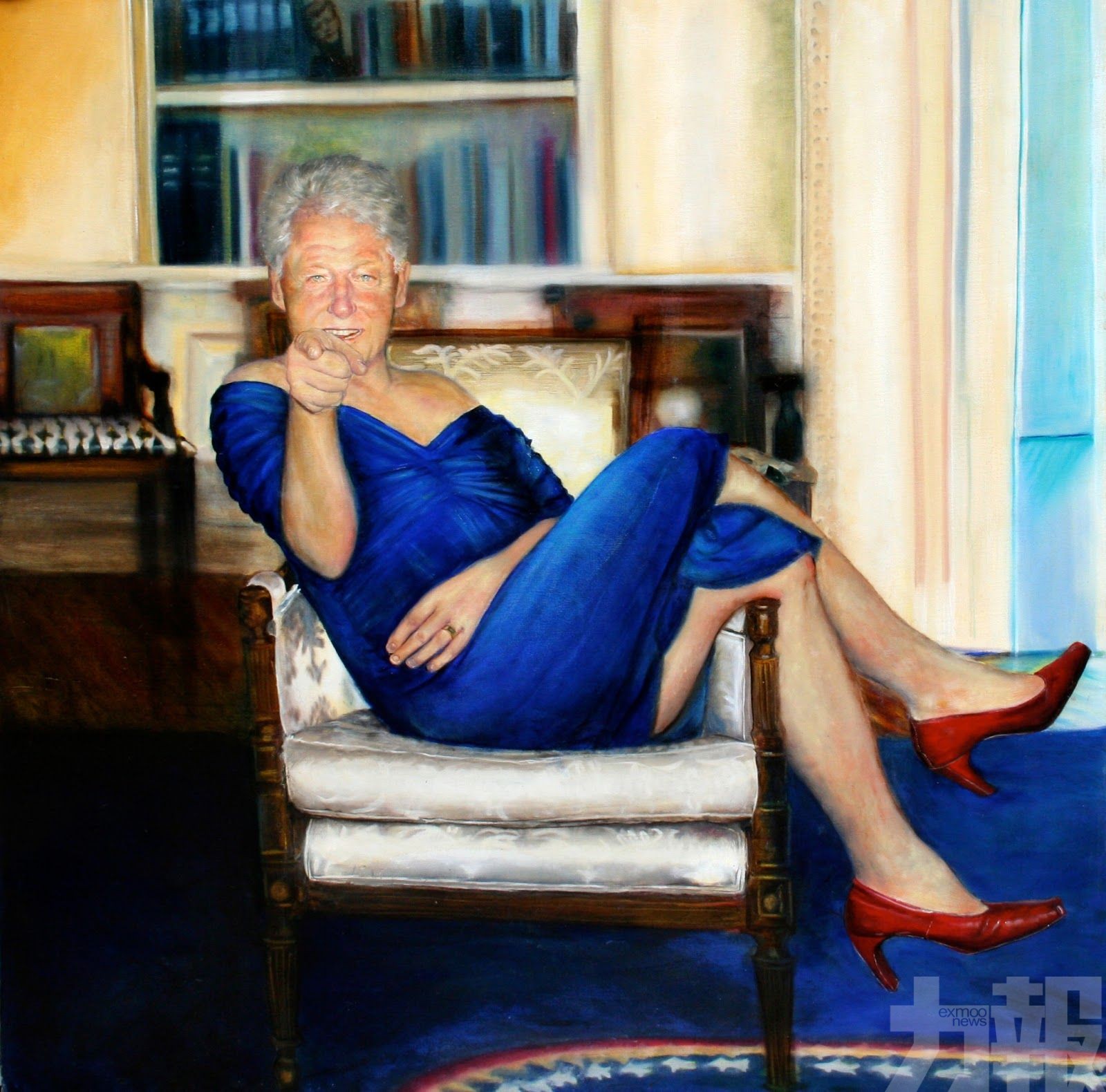 驚現克林頓扮女人油畫