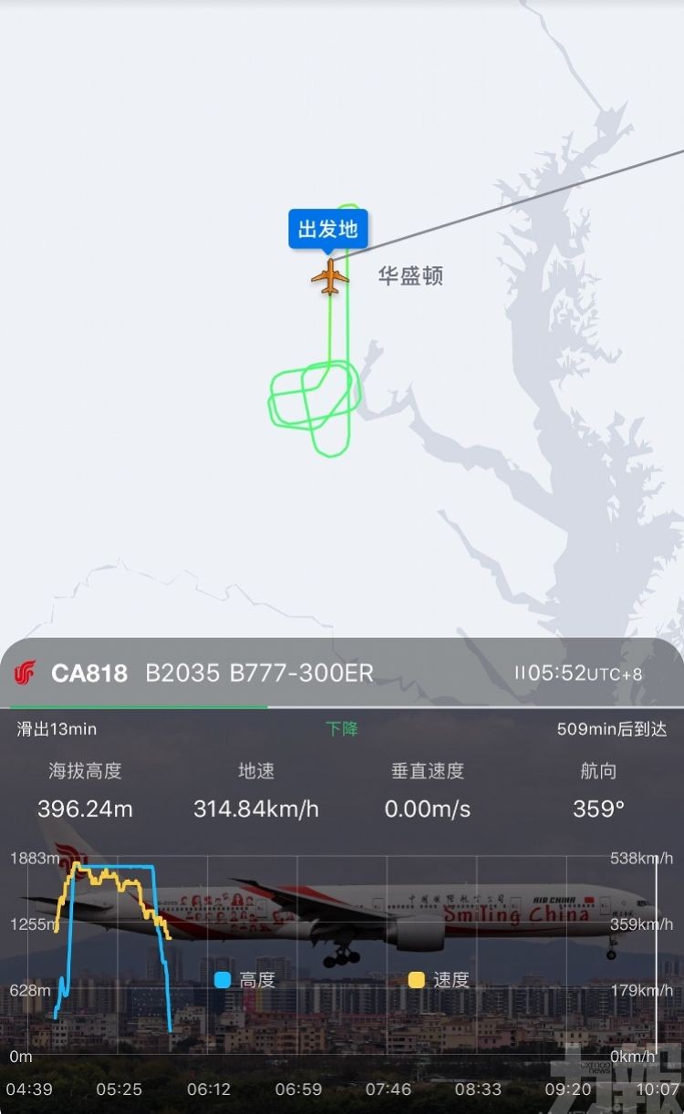 國航飛北京波音客機緊急折返華盛頓