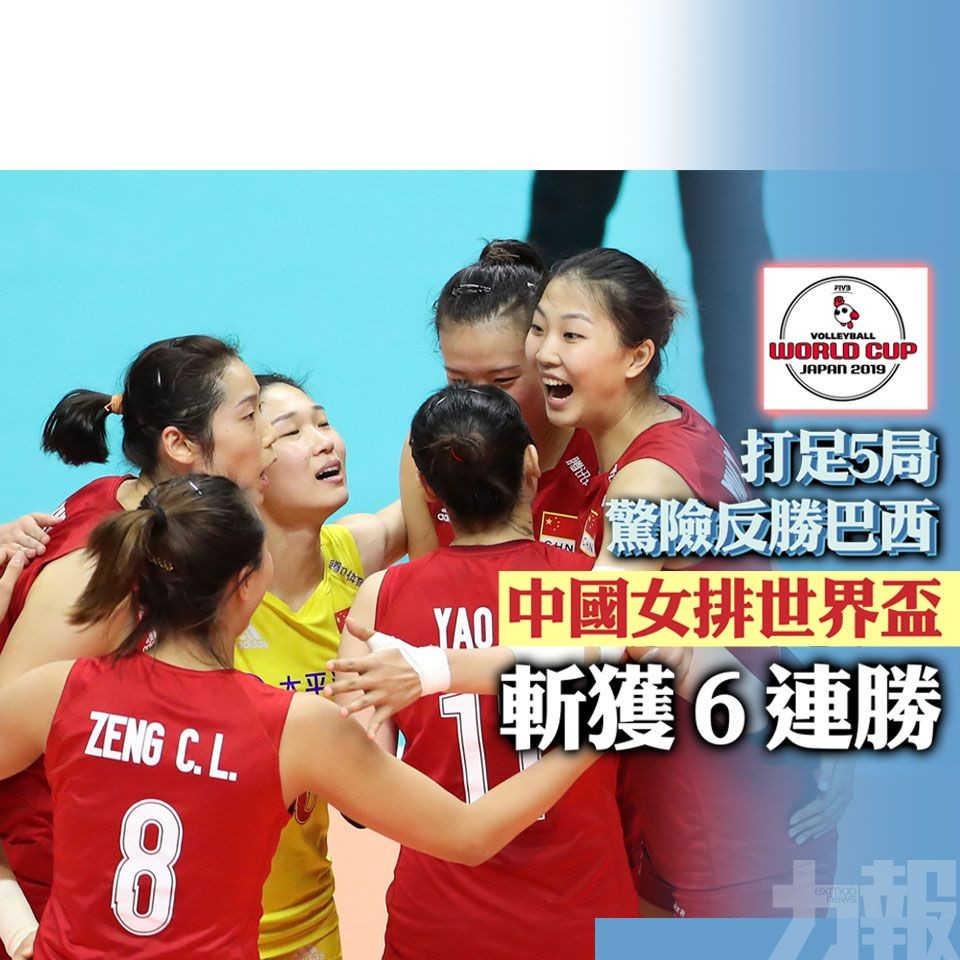 中國女排世界盃斬獲6連勝