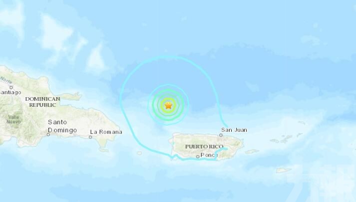 ​波多黎各對出海域發生6級淺層地震