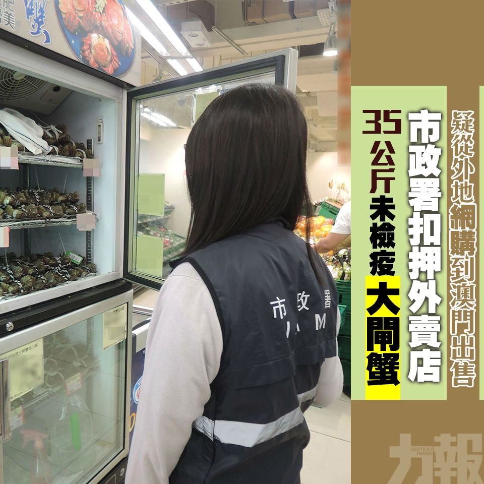 市政署扣押外賣店35公斤未檢疫大閘蟹