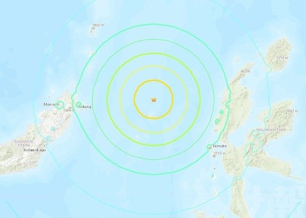 印尼馬魯古海北部發生7.1級地震