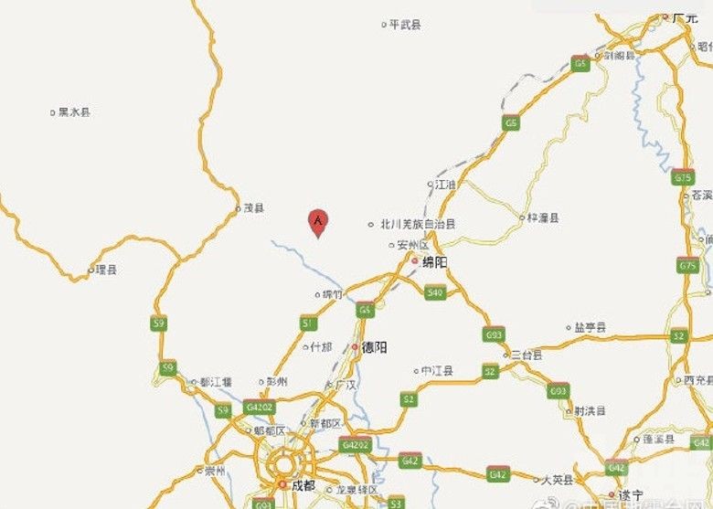 四川綿陽發生4.6級地震