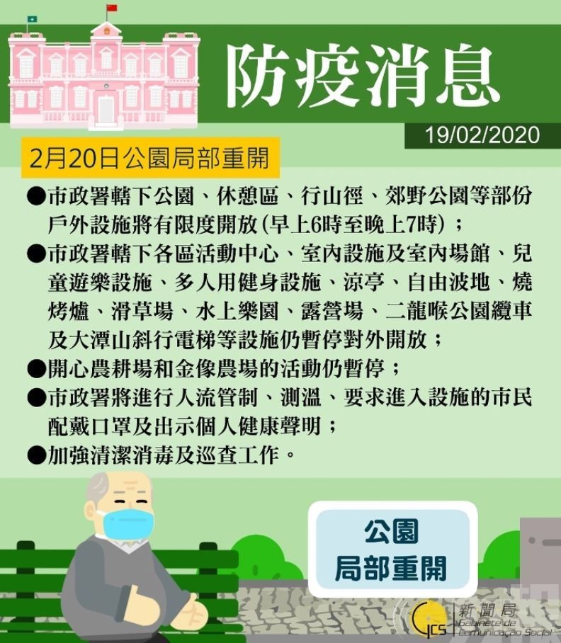 市政署公園重開、對具風險入境人士醫學檢查