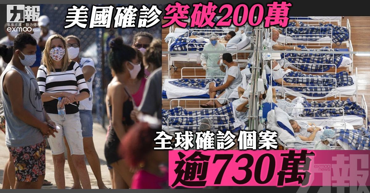 全球確診個案逾730萬