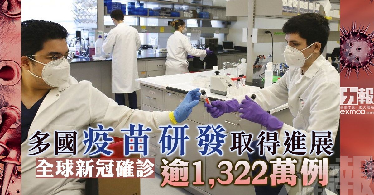 全球新冠確診逾1,322萬例