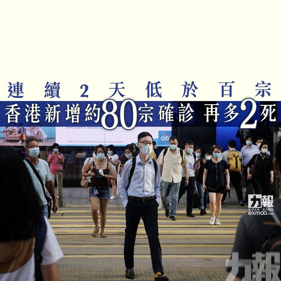香港新增約80宗確診 再多2死