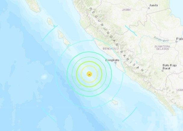 印尼蘇門答臘對開海域6分鐘2強震