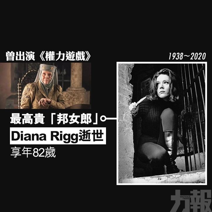 最高貴「邦女郎」Diana Rigg逝世 享年82歲