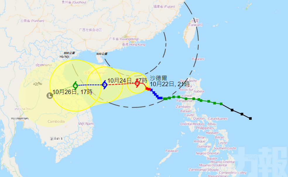 【颱風沙德爾】香港將於午夜改發三號風球