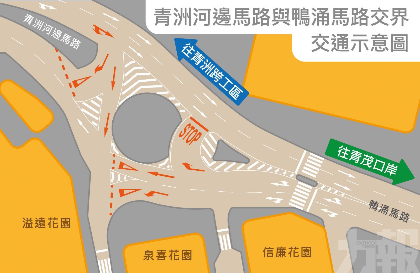 青洲一圓形地改為讓先路口