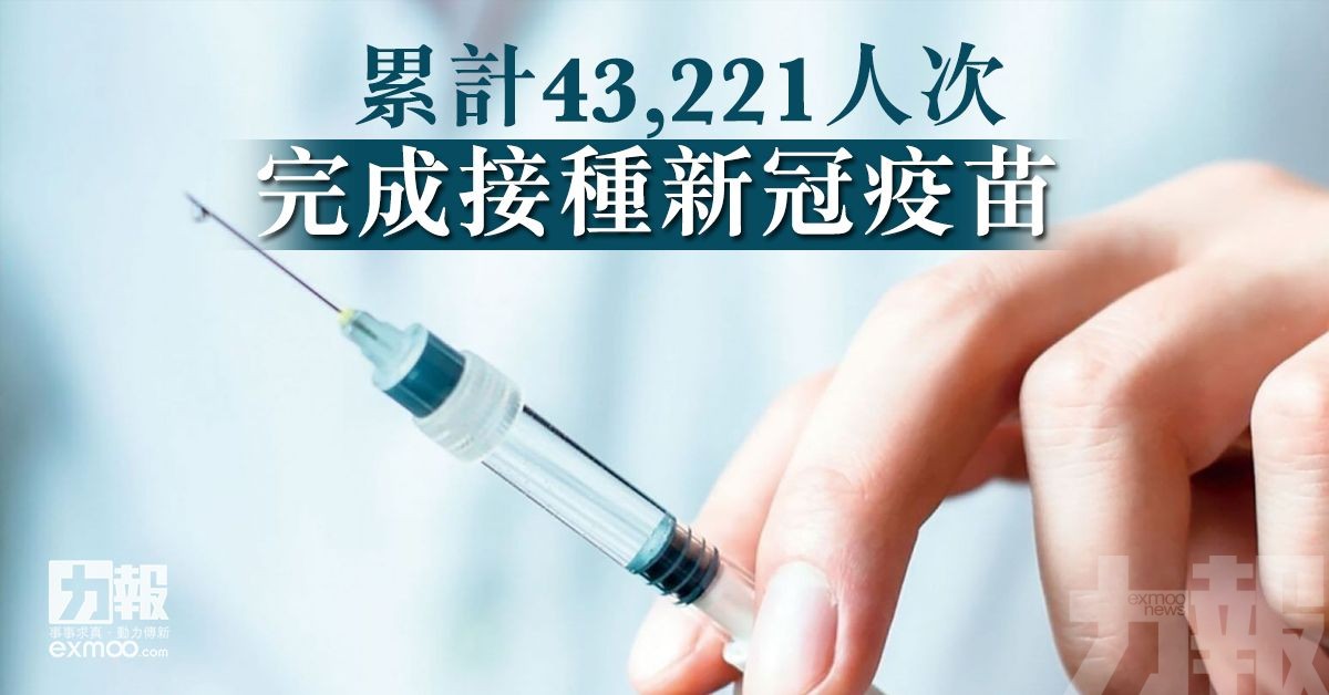 ​累計43,221人次完成接種新冠疫苗