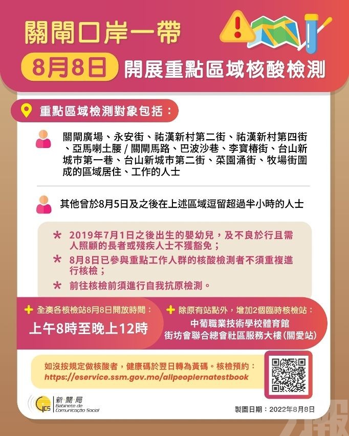 關閘口岸一帶今日進行重點區域核檢