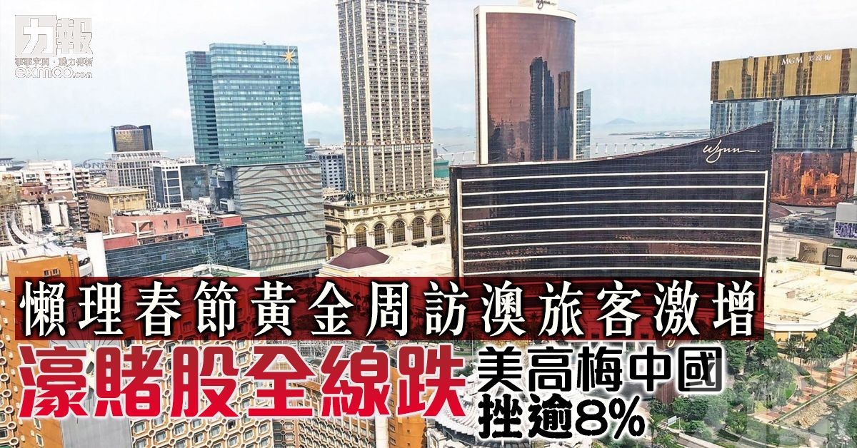 濠賭股全線跌 美高梅中國挫逾8%