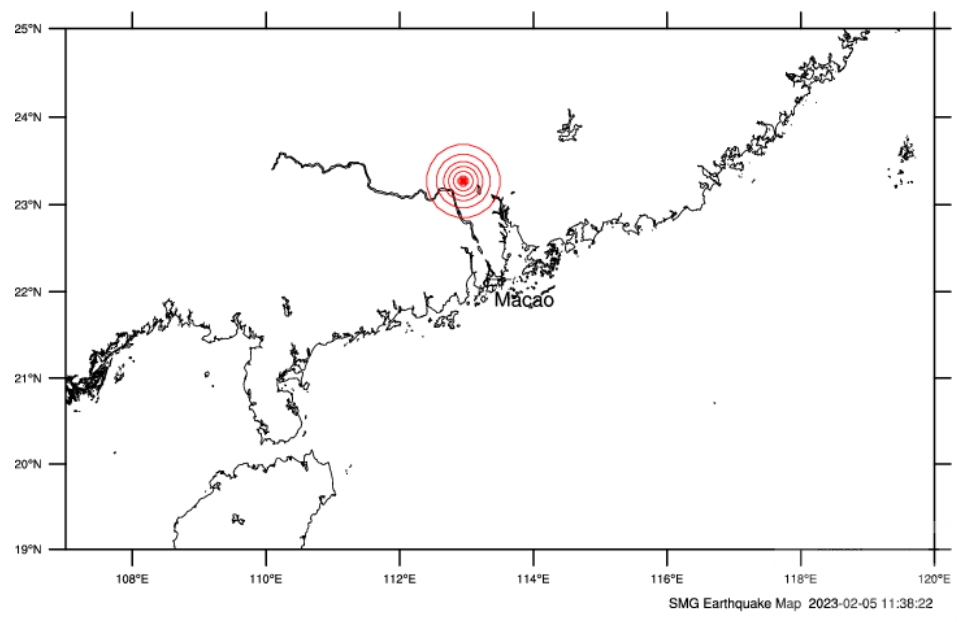 地震規模3.2級 距澳門138公里