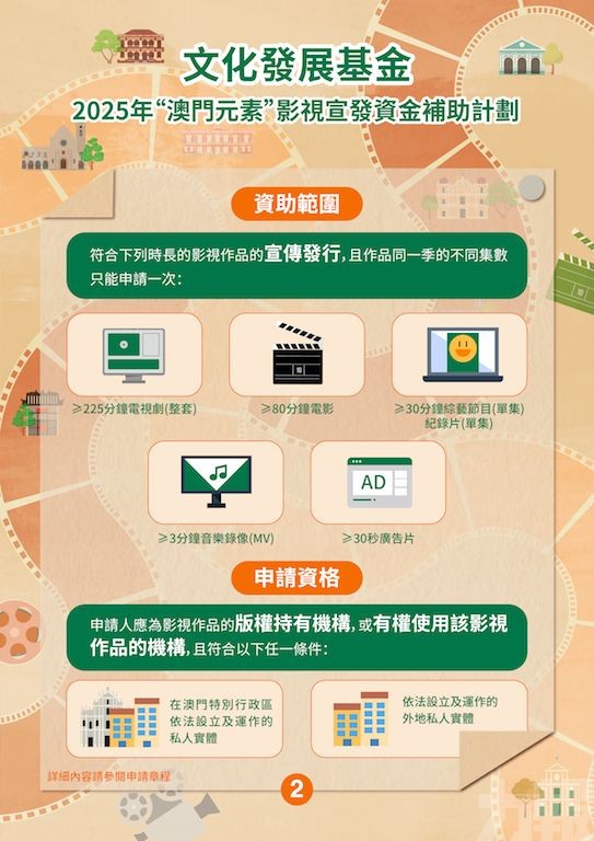 文化發展基金兩項資助計劃接受申請