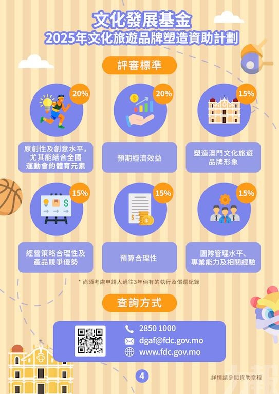 文化發展基金兩項資助計劃接受申請