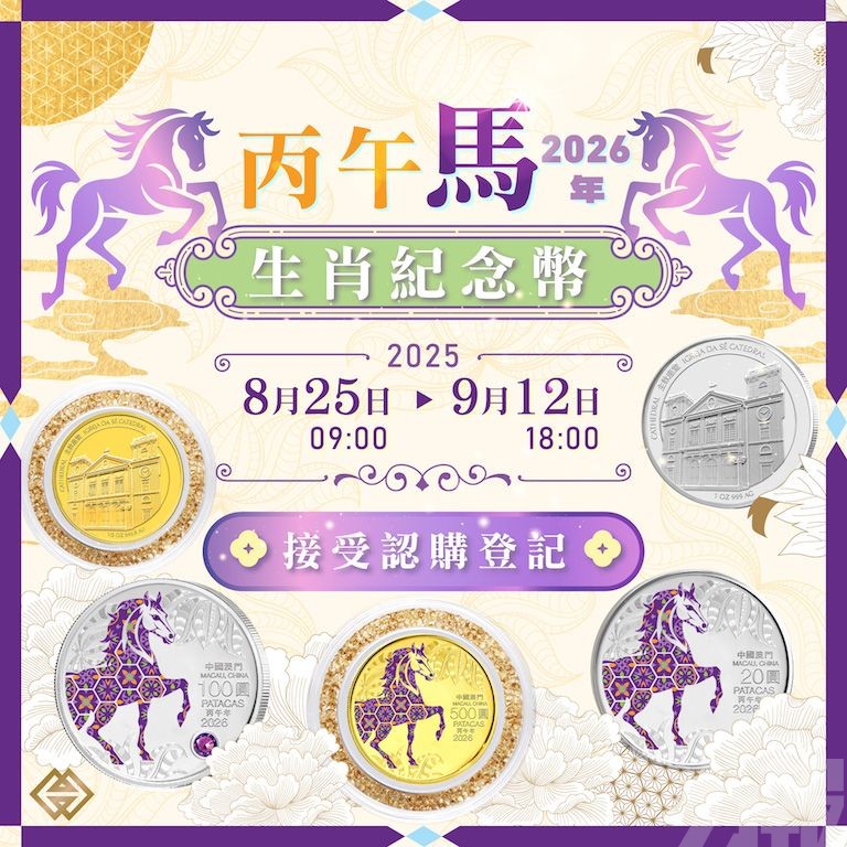 馬年生肖幣下周一起接受認購登記