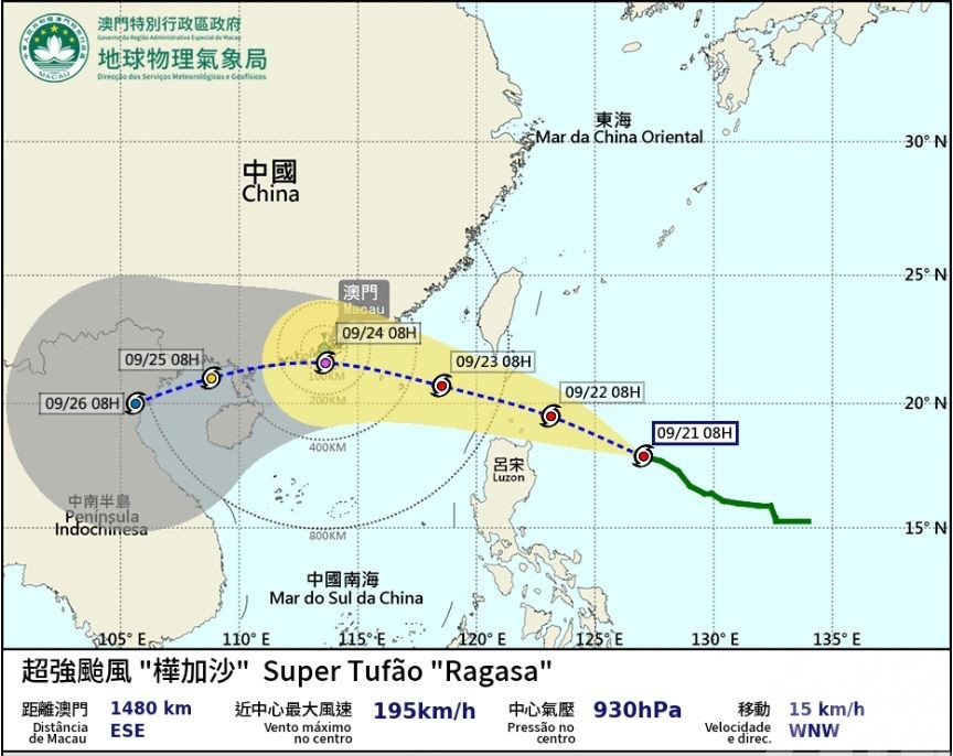 澳氣象局：或現「天鴿」「山竹」水位