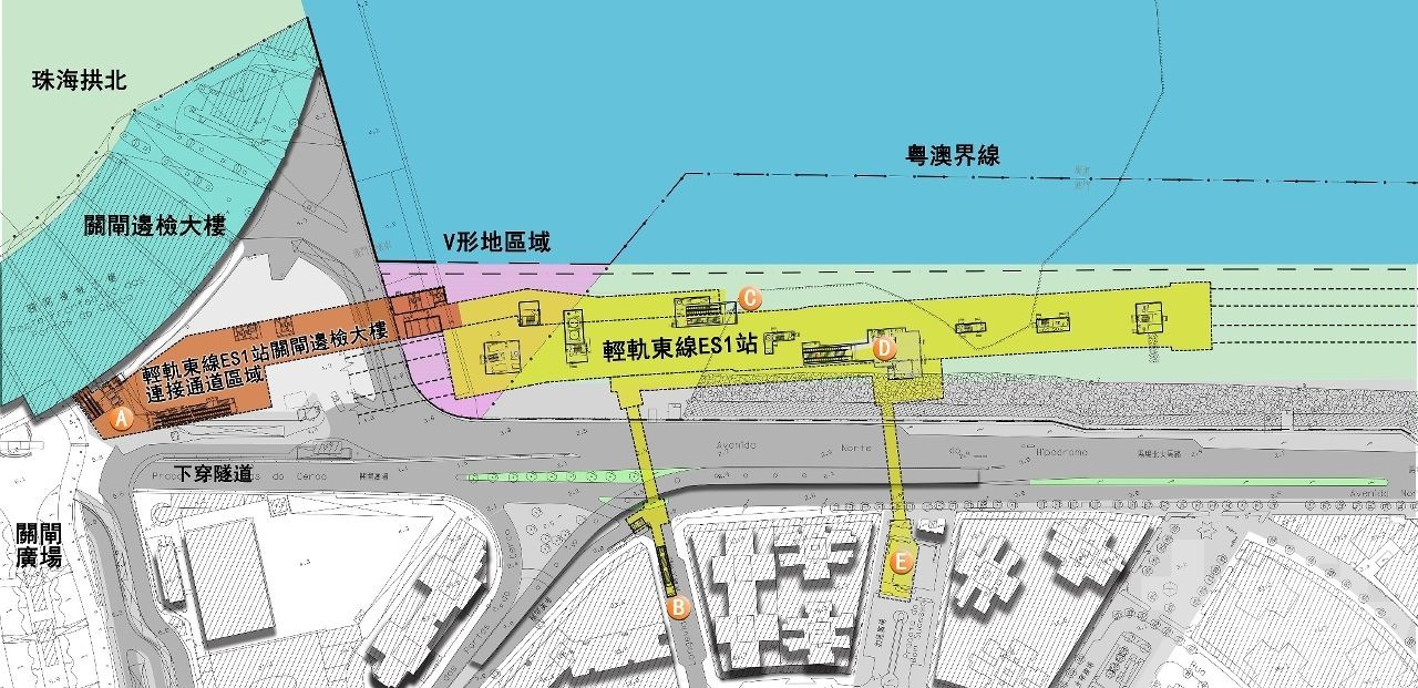 輕軌東線ES1站建全天候通道連接關閘邊檢大樓