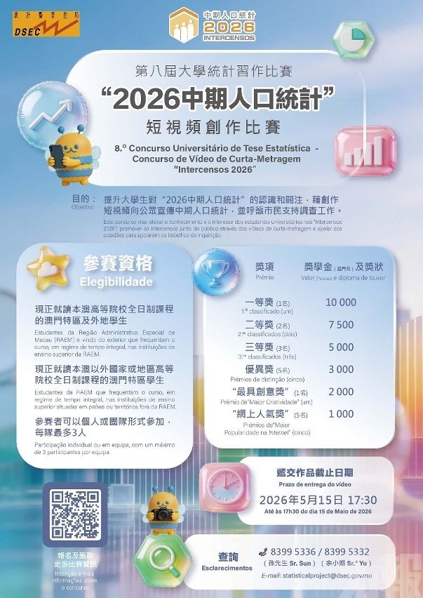 2026中期人口統計&rdquo;短視頻創作比賽現正接受報名
