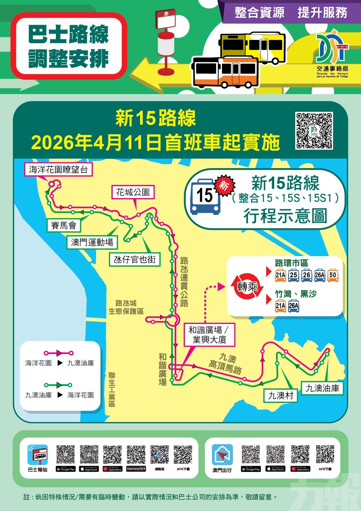 4月11日起實施新15路路線