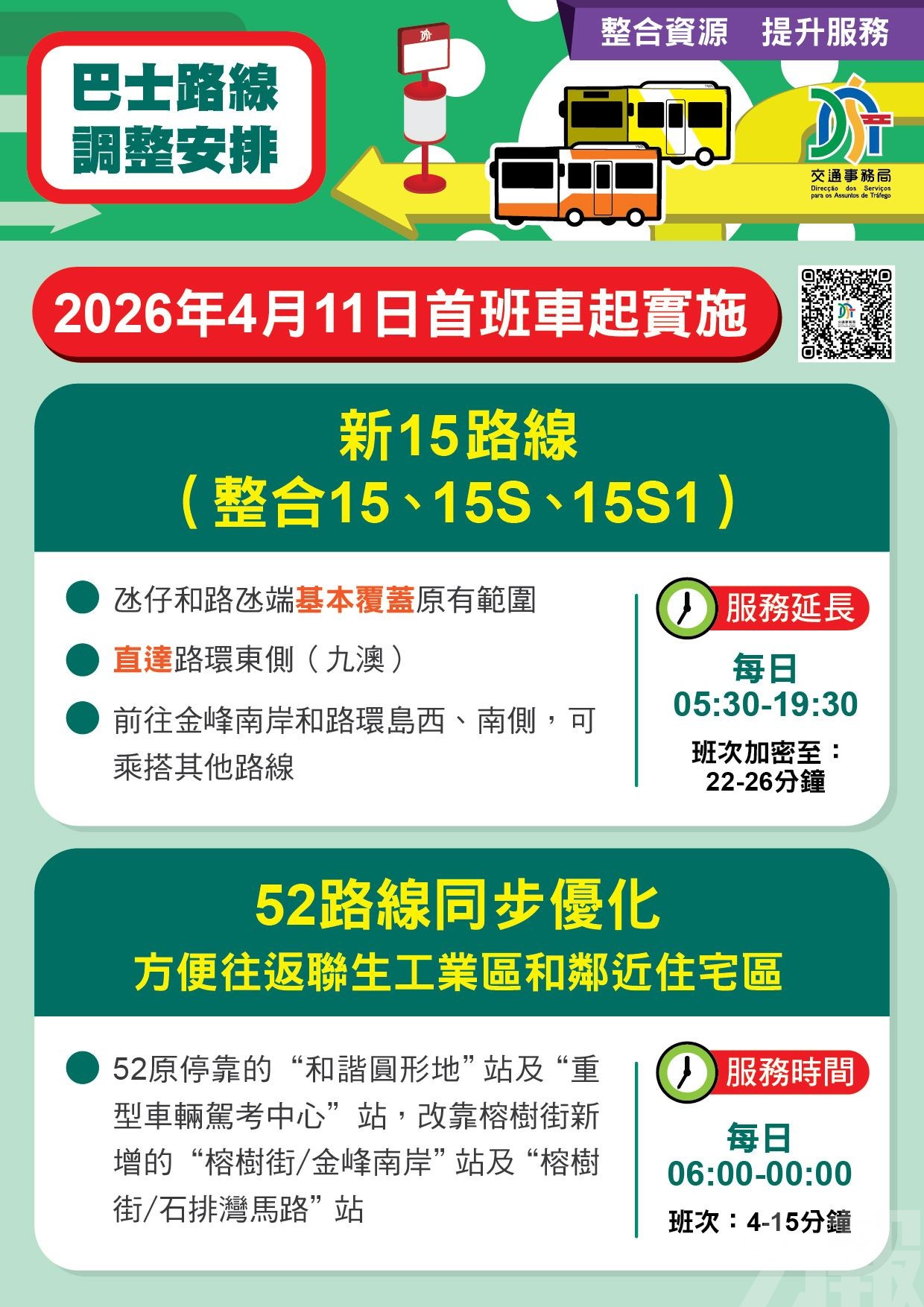 4月11日起實施新15路路線