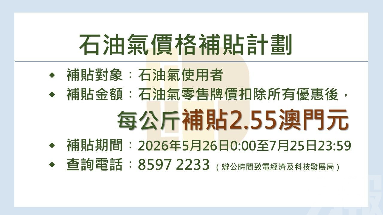 特區政府 5 月 26 日起推出石油氣及汽油價格補貼措施