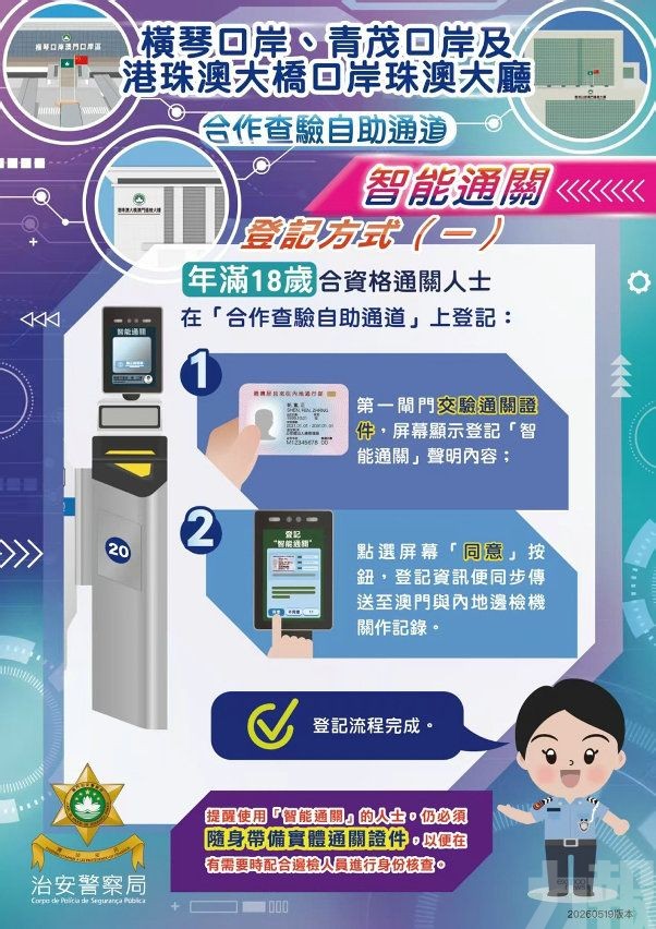 有片！刷臉通關明起擴至青茂及大橋口岸珠澳大廳