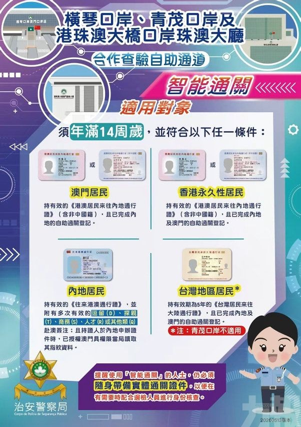 有片！刷臉通關明起擴至青茂及大橋口岸珠澳大廳