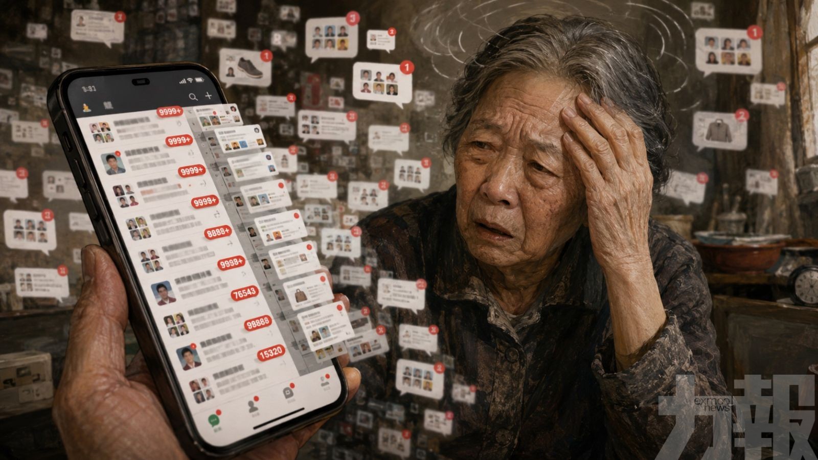 老人微信塞滿77萬條未讀信息