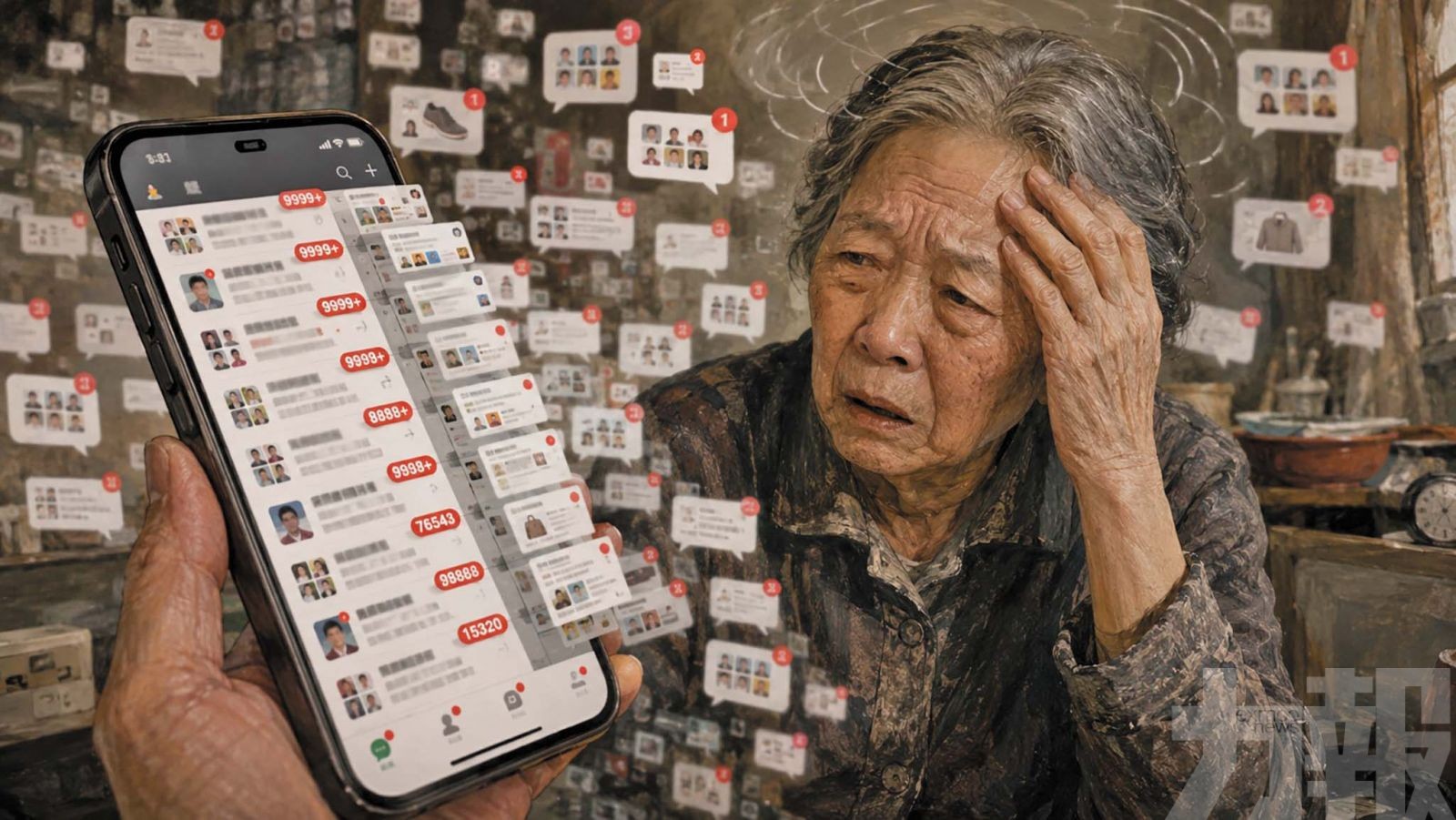 老人微信塞滿77萬條未讀信息