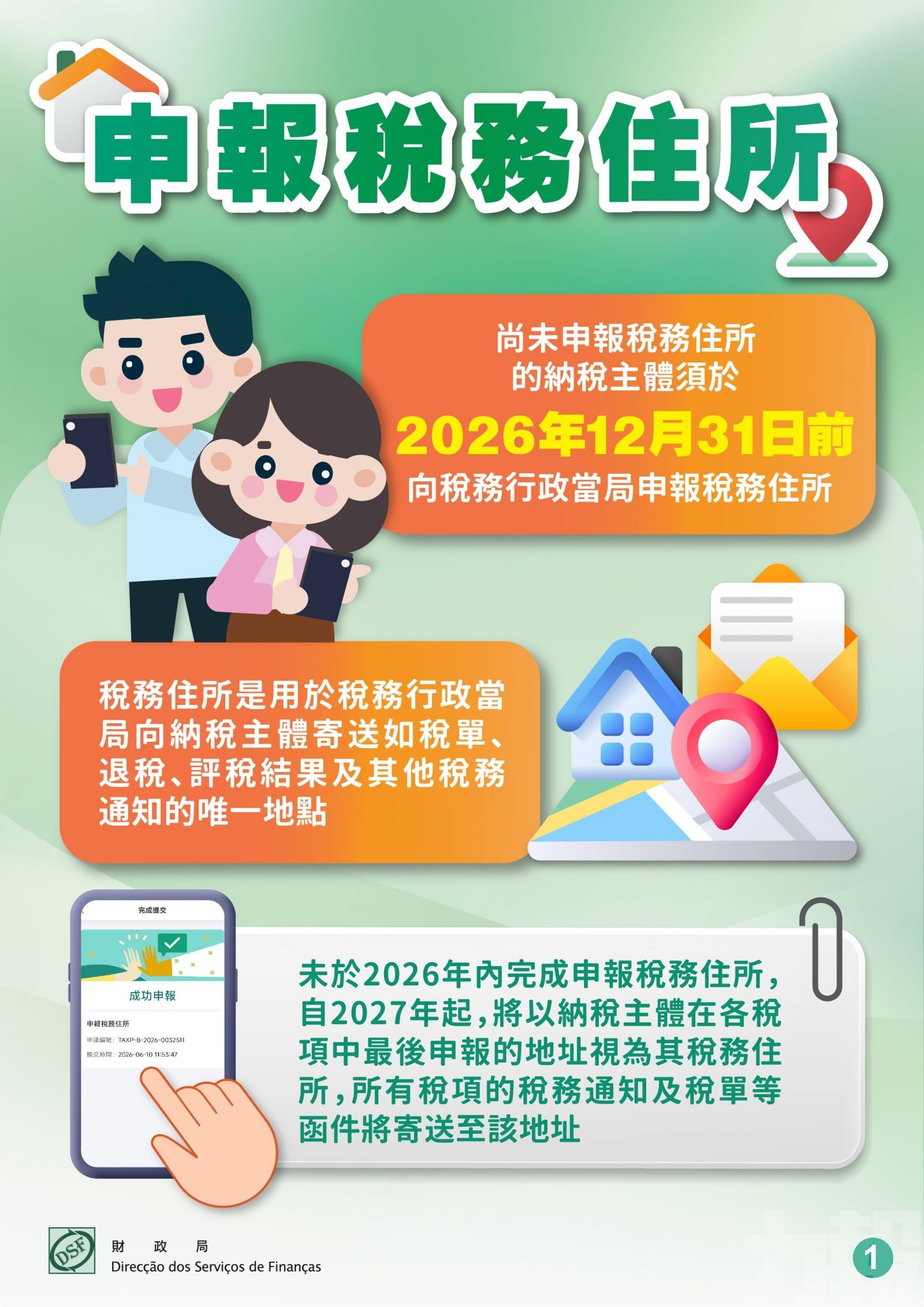 納稅主體須於今年內申報稅務住所