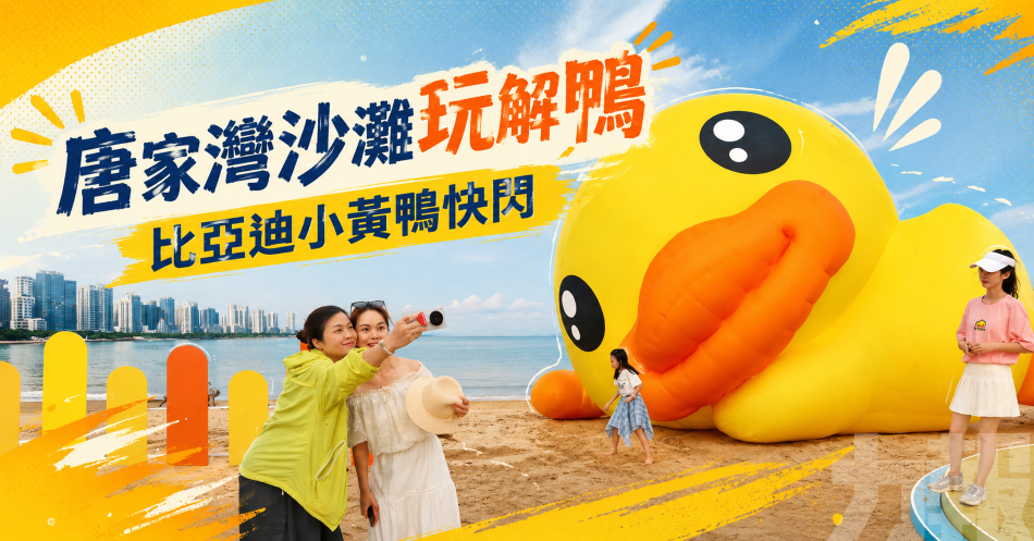 唐家灣沙灘玩解鴨