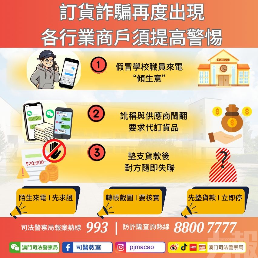 警籲各行業商戶須提高警惕