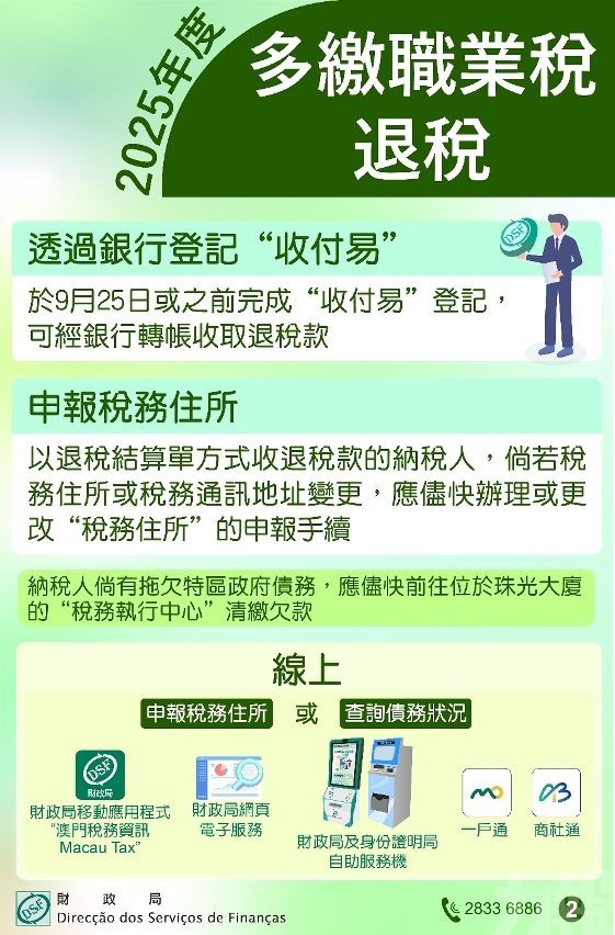 財政局籲儘快更新稅務地址與銀行登記