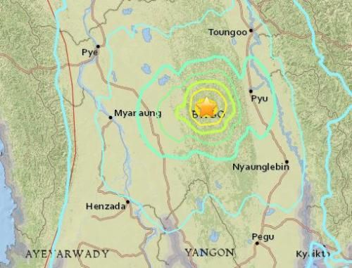 緬甸中部發生6級地震