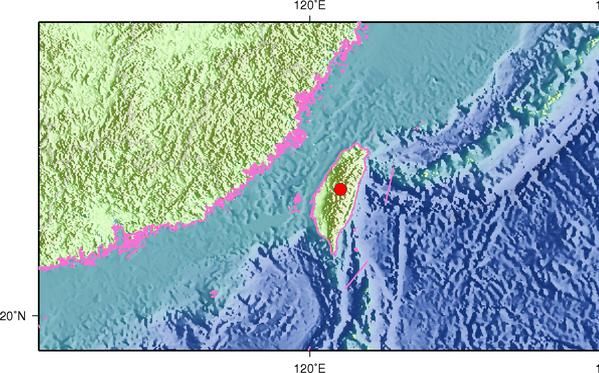 台灣南投縣發生4.3級地震