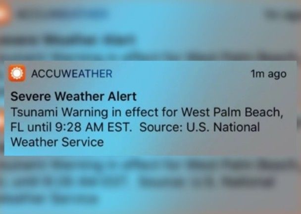 氣象預報應用程式誤發海嘯警報