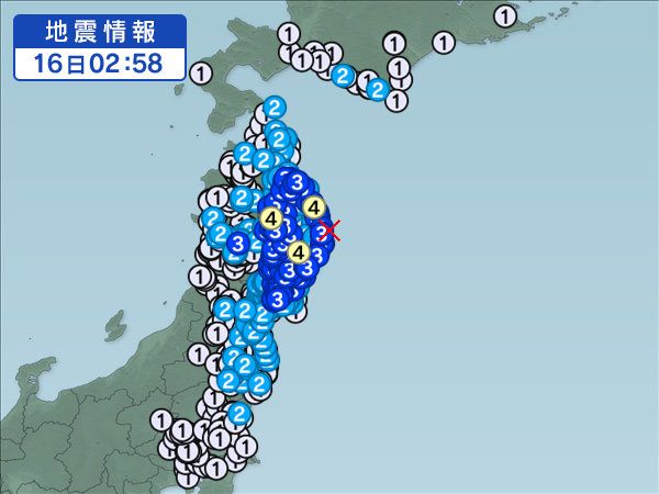 日本東北地區發生5.4級地震