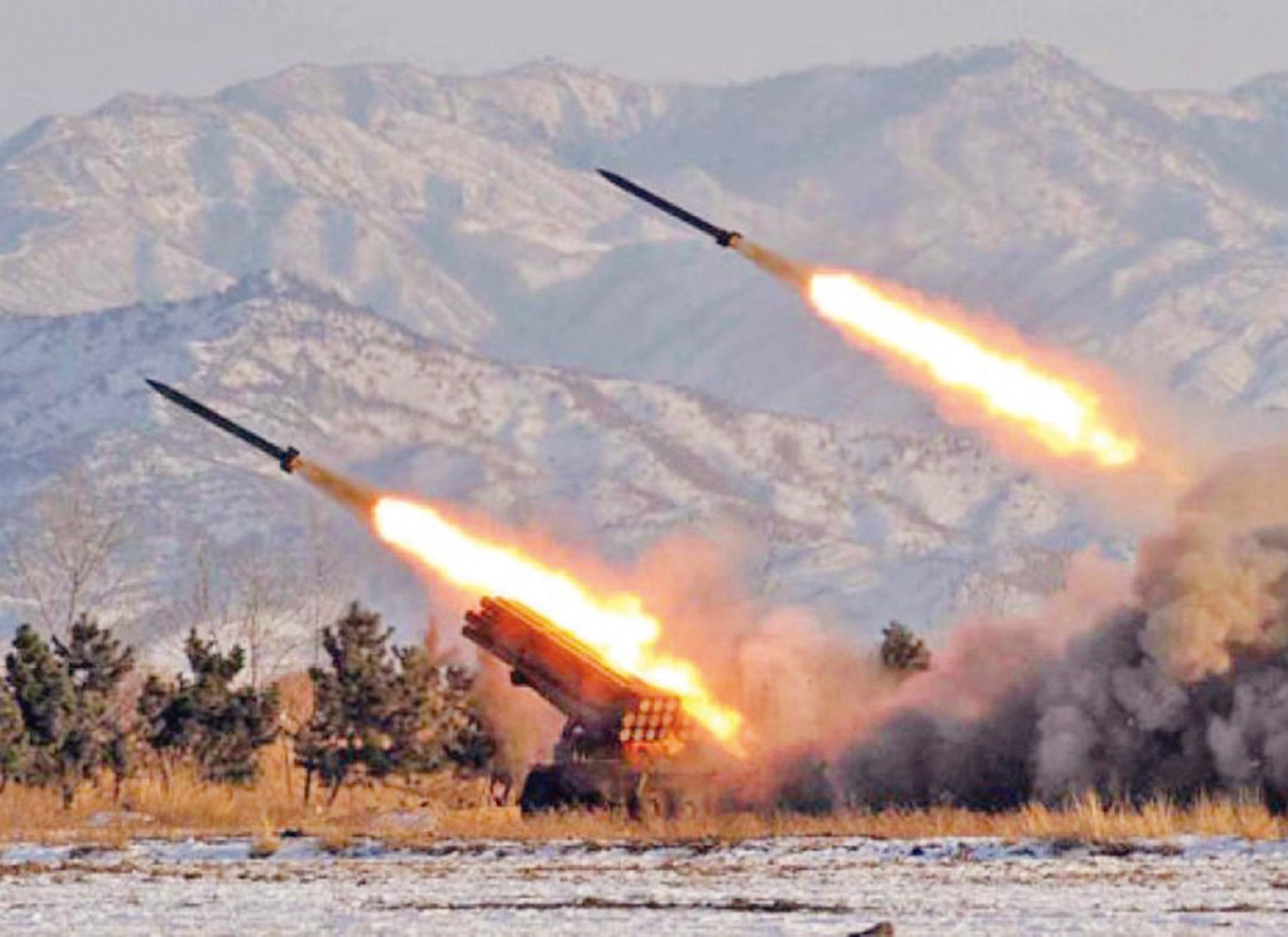 朝鮮發射火箭炮