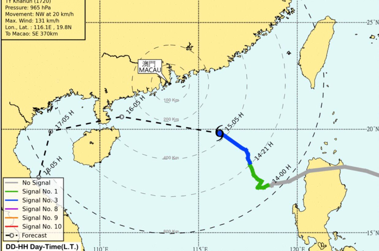 上午10時改掛八號風球