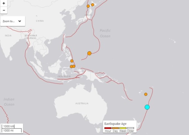 紐西蘭對出海域發生6.3級地震